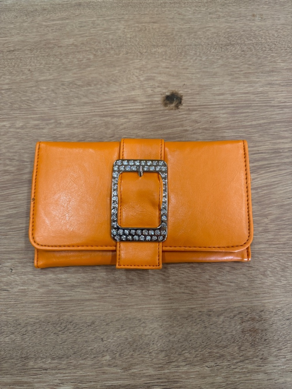 Orange Rhinestone Buckle Women's‎ Wallet